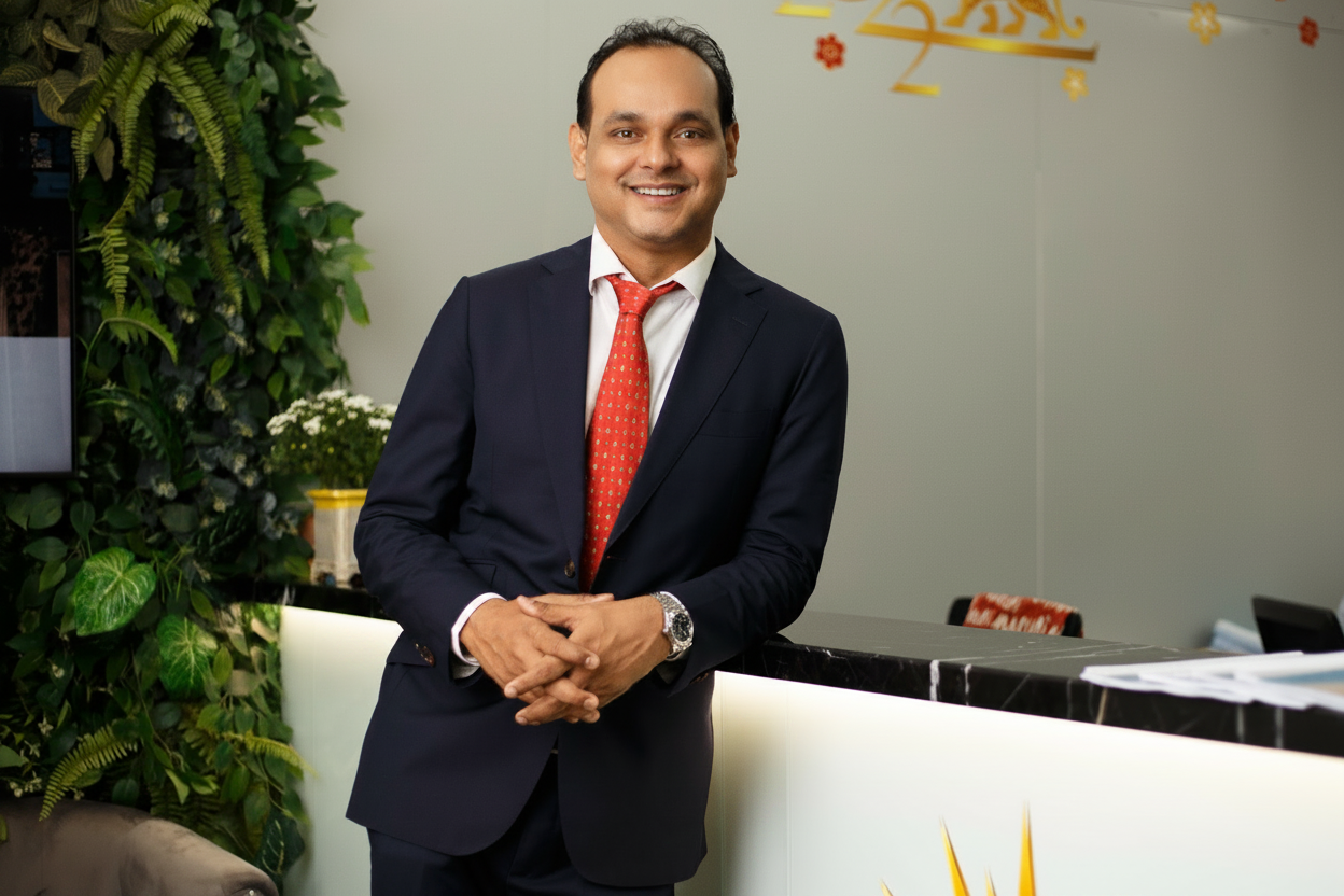 Samresh Kumar at office in red tie